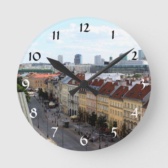 Warschauer Blick Runde Wanduhr (Vorderseite)