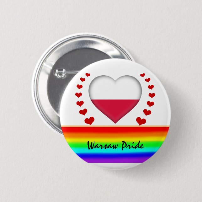 Warschauer Pride & Hearts & Regenbogenflagge / Lie Button (Vorne & Hinten)