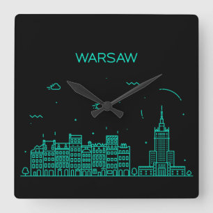 Warschauer Skyline Quadratische Wanduhr