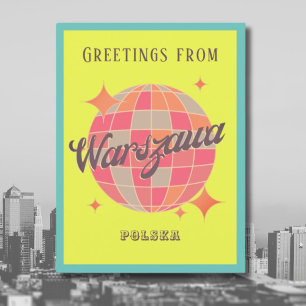 Warszawa Warschau Polen farbenfrohe Grußkarte Postkarte