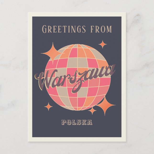 Warszawa Warschau polska Polen Retrogrüße Postkarte (Vorderseite)