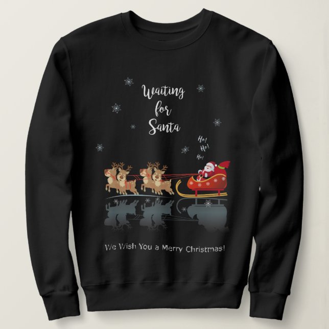 Wart für Santa Ho! Ho! Ho! Winterurlaub XMAS Sweatshirt (Design vorne)