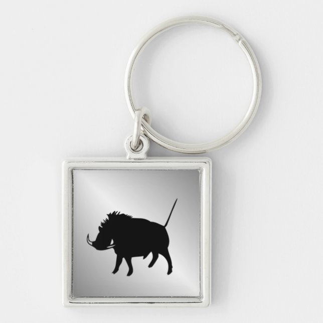 Wart Hog Silber Schlüsselanhänger (Vorne)