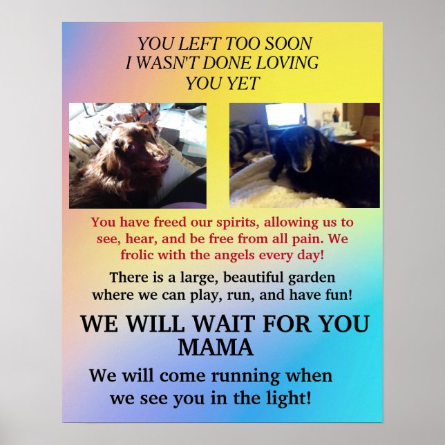 Warte auf Mama, ich war nicht fertig, dich Memoria Poster (Vorne)