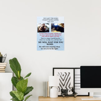Warte auf Mama im himmlischen Blau 2 Fotos Poster