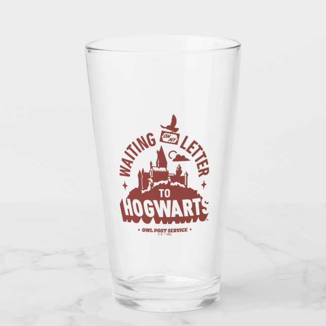 Warte auf meinen Brief nach HOGWARTS™ Glas (Vorderseite)