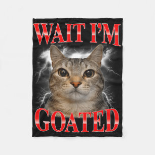 Warte, großartige Katze alberne lustige Katzen-Mem Fleecedecke