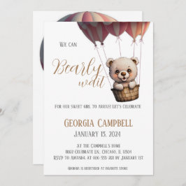 Warte heiße Luft Ballon Mädchen Dusche Einladung