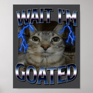 Warte, ich bin Goated Katze Lustige Katzen-Meme Mä Poster