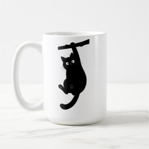 Warte mal lustige schwarze Katze Silhouette Kaffeetasse