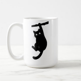 Warte mal lustige schwarze Katze Silhouette Kaffeetasse
