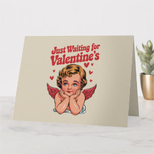 Warte nur auf Valentinstag Retro Baby Cupid Liebe Karte