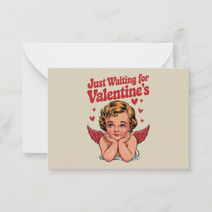 Warte nur auf Valentinstag Retro Baby Cupid Liebe Mitteilungskarte