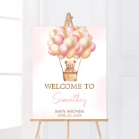Warte Pink Hot Air Ballon Baby Willkommen