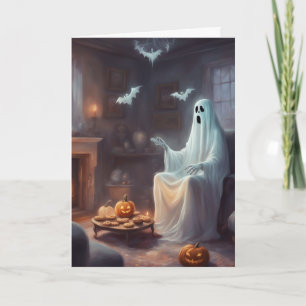 Wartegeist Spukhaus Halloween-Gruß  Karte