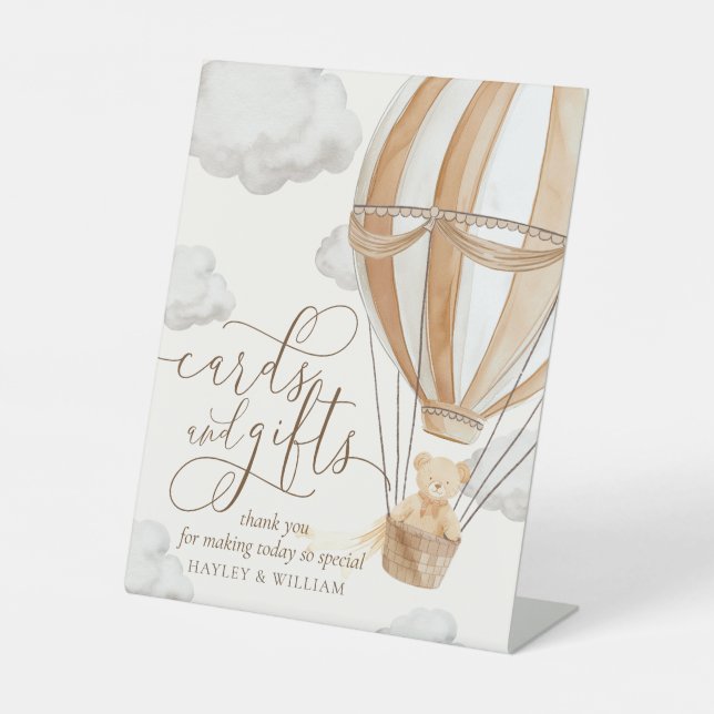 Wartekarten und Geschenke Tan Baby Dusche Sockelschild (Vorderseite)