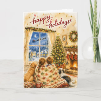 Warten auf den Weihnachtsmann Cozy Christmas Gruß Karte