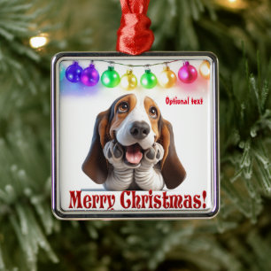 Warten auf Santa Basset Hound Ornament Aus Metall