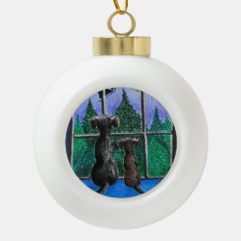 Warten auf Santa Hund Keramik Kugel-Ornament
