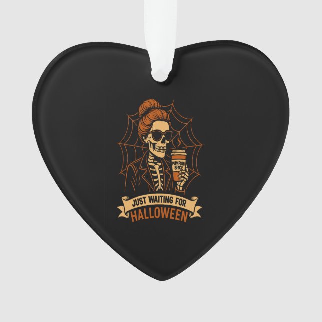 Warten nur auf Halloween-Skelett Ornament (Vorderseite)