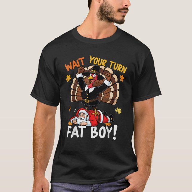 Warten Sie, bis sich der fette Boy Funny Erntedank T-Shirt (Vorderseite)