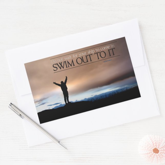 "Warten Sie nicht auf Ihr Schiff" Inspiration Zita Rechteckiger Aufkleber (Umschlag)