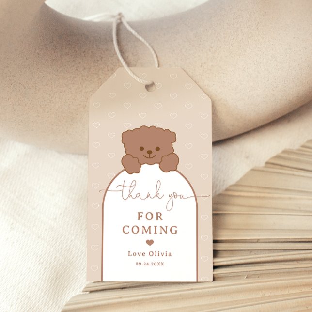 Warten Sie Niedlich Teddy Bear Minimalistisch Baby Geschenkanhänger (Von Creator hochgeladen)