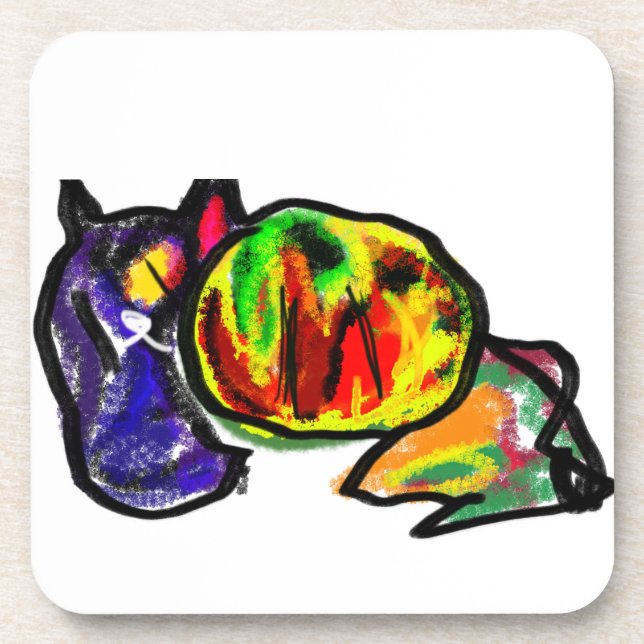 Wartend Schwarzer Herbst Getränkeuntersetzer (Vorderseite)