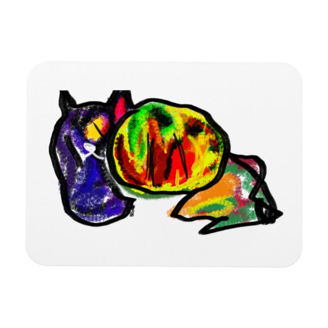 Wartend Schwarzer Herbst Magnet (Horizontal)