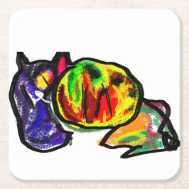 Wartend Schwarzer Herbst Rechteckiger Pappuntersetzer