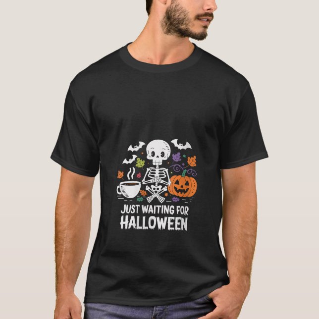 Wartenden zu Halloween Skeleton Kaffee / Nec T-Shirt (Vorderseite)