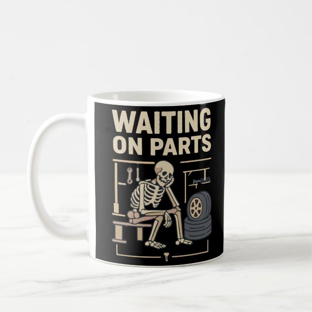 Wartender Mechaniker-Skelett Automobiltechnik Kaffeetasse (Links)