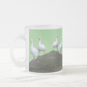 Warteschlange Niedliche Gänse Green Mattiert Glass Mattglastasse