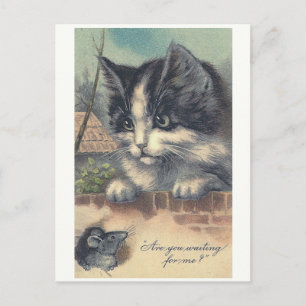 "Wartest du auf mich?" Vintage-Postkarte Postkarte