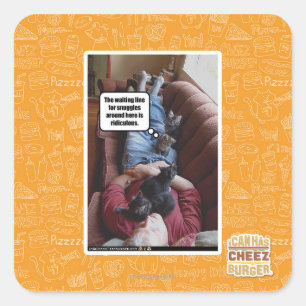 Wartete Linie für Snuggles Quadratischer Aufkleber