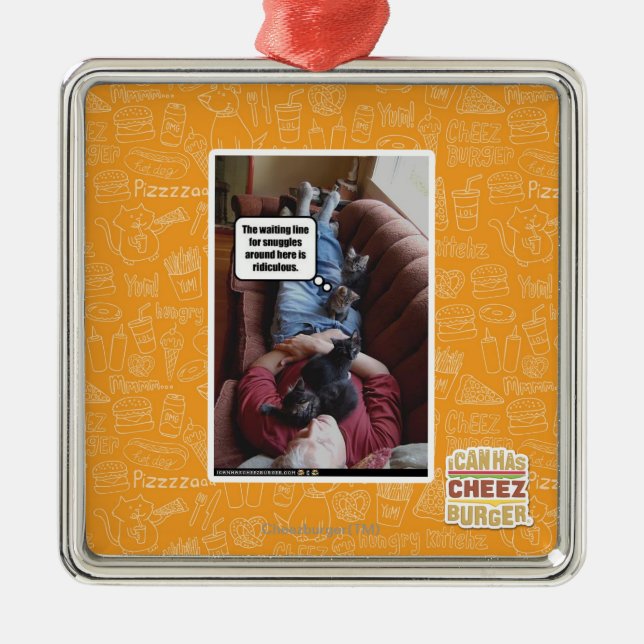 Wartete Linie für Snuggles Silbernes Ornament (Vorne)