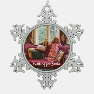 Wartete Sankt ~ Schneeflocke-gerahmte Verzierung Schneeflocken Zinn-Ornament