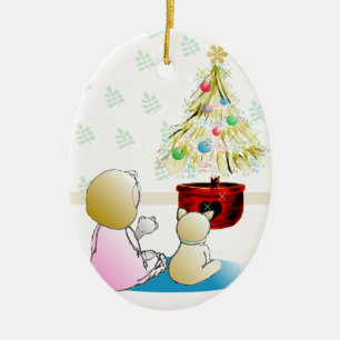 Wartete Sankt-Weihnachtsverzierung Keramikornament