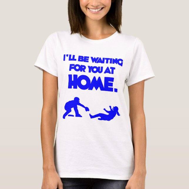 Wartete Sie, blau T-Shirt (Vorderseite)