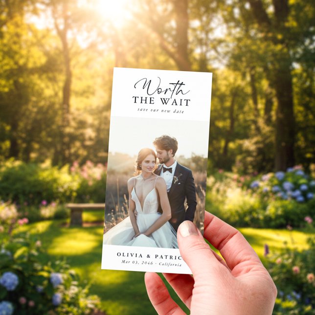 Wartezeit Hochzeit-Bookmark mit Foto zur Verschieb Save The Date (Von Creator hochgeladen)