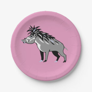 Warthos - Cool rosa WARTY PIG - Tierfreund - Pappteller
