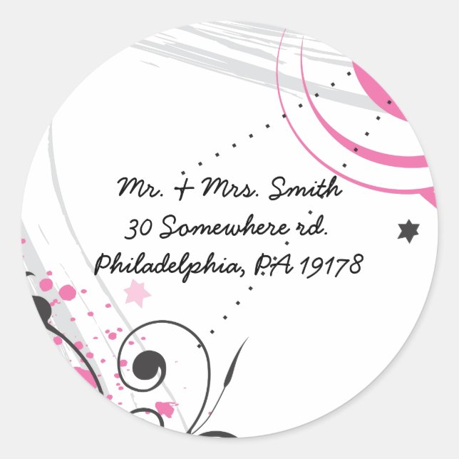 WARTPINK WIRBEL & STARS Aufkleber Etikett Siegel (Vorderseite)