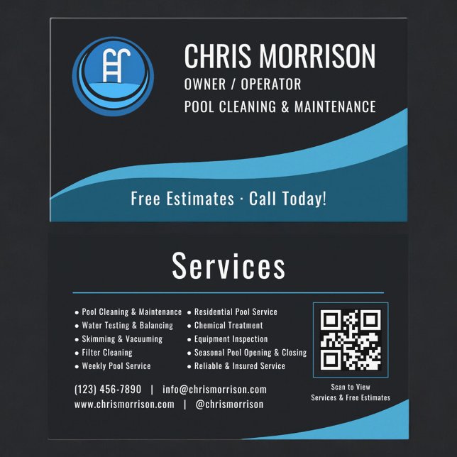Wartung von Schwimmbädern QR-Code Visitenkarte (Von Creator hochgeladen)