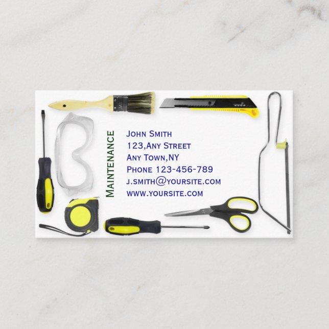 Wartungs-Visitenkarte-Schablone Visitenkarte (Vorderseite)