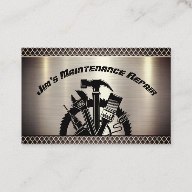 Wartungsservice für Handyman-Stahlplatten Visitenkarte (Vorderseite)