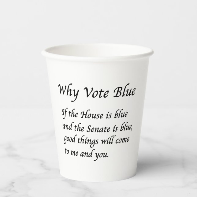 Warum 2026 Blue wählen Pappbecher (Vorderseite)