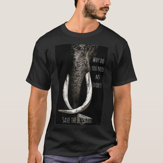 Warum brauchst du meinen Elfenbeinschwarz-Weiß-Ele T-Shirt (Vorderseite)