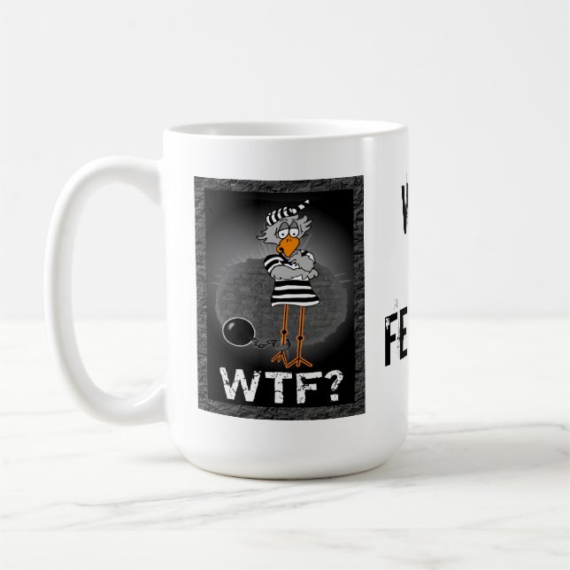 Warum das Kapitalverbrechen? Jailbird-Tasse Kaffeetasse (Links)