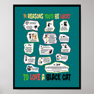 Warum es glücklich ist, eine schwarze Katze Liebe Poster