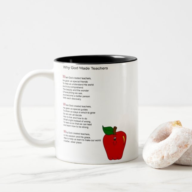 ** WARUM GOTT LEHRERN** ZWEIFARBIGE TASSE (Mit Donut)